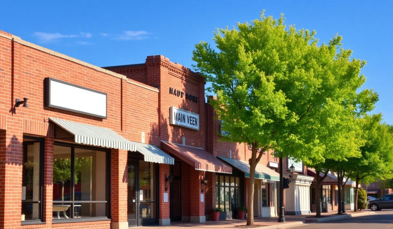 Small town main street storefront in Carroll Iowa