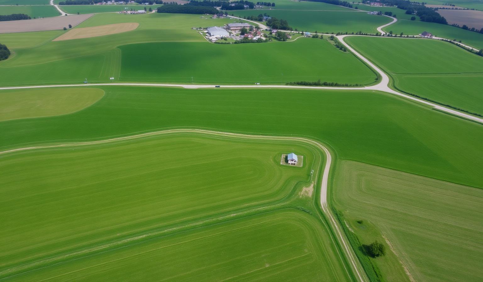 Aerial view of western Iowa farmland and rural landscape