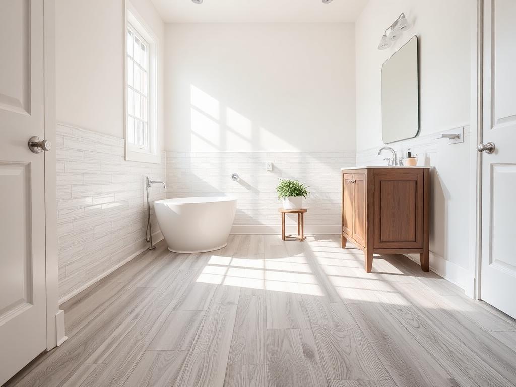 Waterproof flooring installed in a bathroom