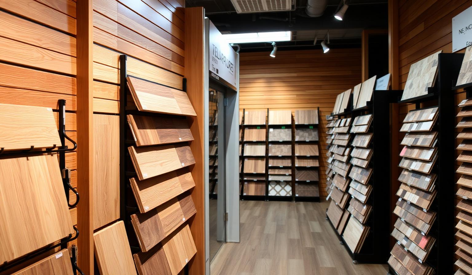 Variety of flooring product materials on display at a Carroll Iowa showroom