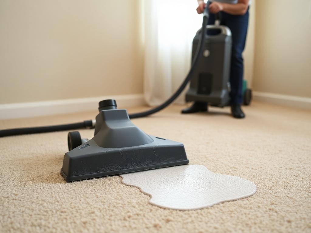 Professional carpet cleaning steam machine at work